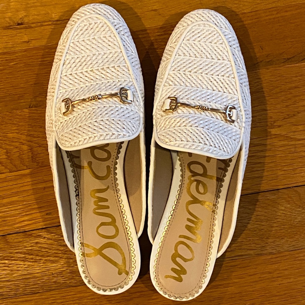 Sam Edelman Linnie white raffia mules